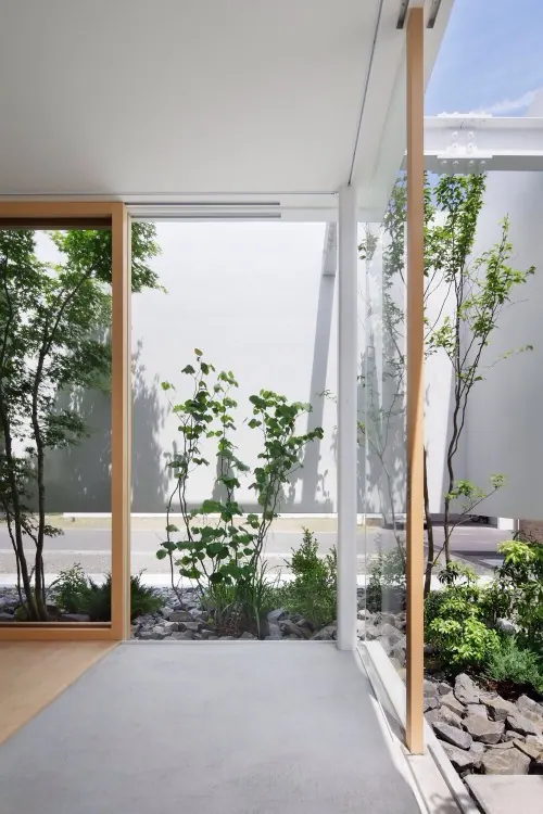 Modern Architectural Interior with Garden View, minimal, light-mode, light