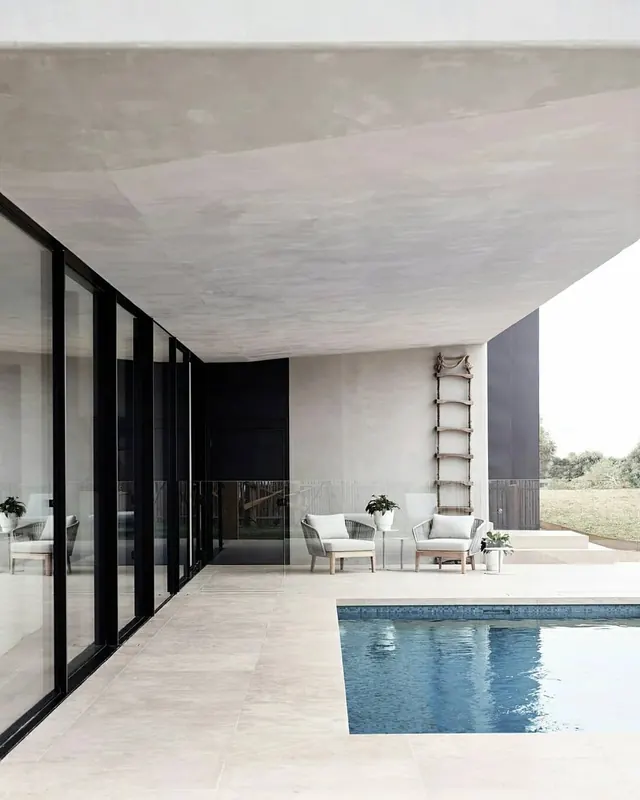 Modernist Architectural Interior, minimal, brutalist, monochrome