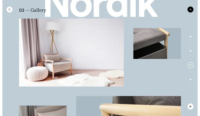Noraik Gallery Interface, minimal, corporate-clean, light