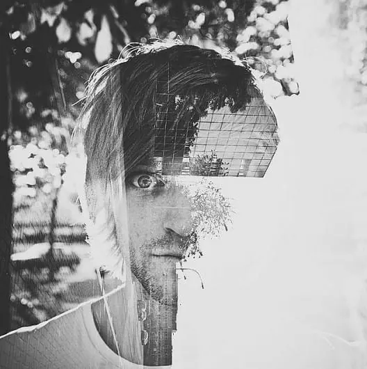 Abstract Portrait with Grid Overlay, brutalist, monochrome, monochrome