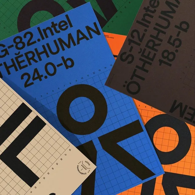 Technical Typography Collage, brutalist, neo-brutalist, high-contrast