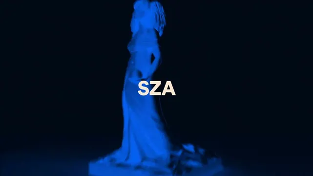 SZA blue-lit sculpture, minimal, dark-mode, dark