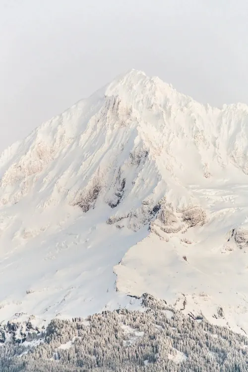 Snowy Mountain Landscape, minimal, photographic, monochrome