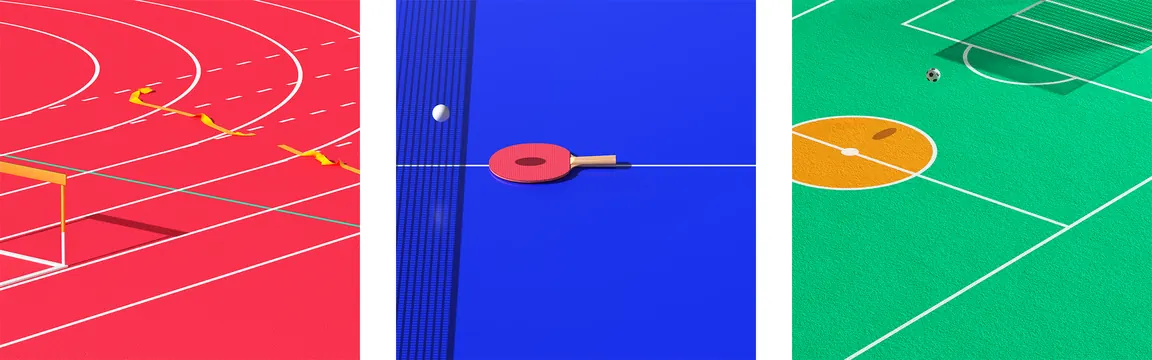 Sport Court Visuals, minimal, geometric, vibrant