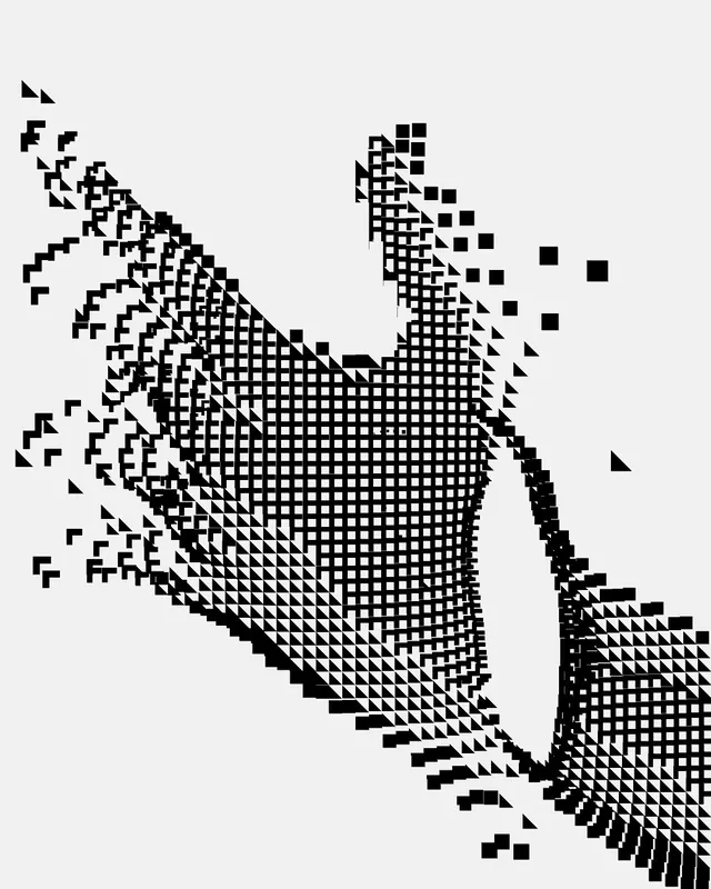 Abstract Pixelated Form, minimal, brutalist, monochrome