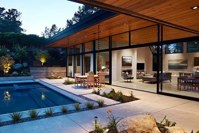 Modern Architectural Residence with Pool, minimal, luxury, warm