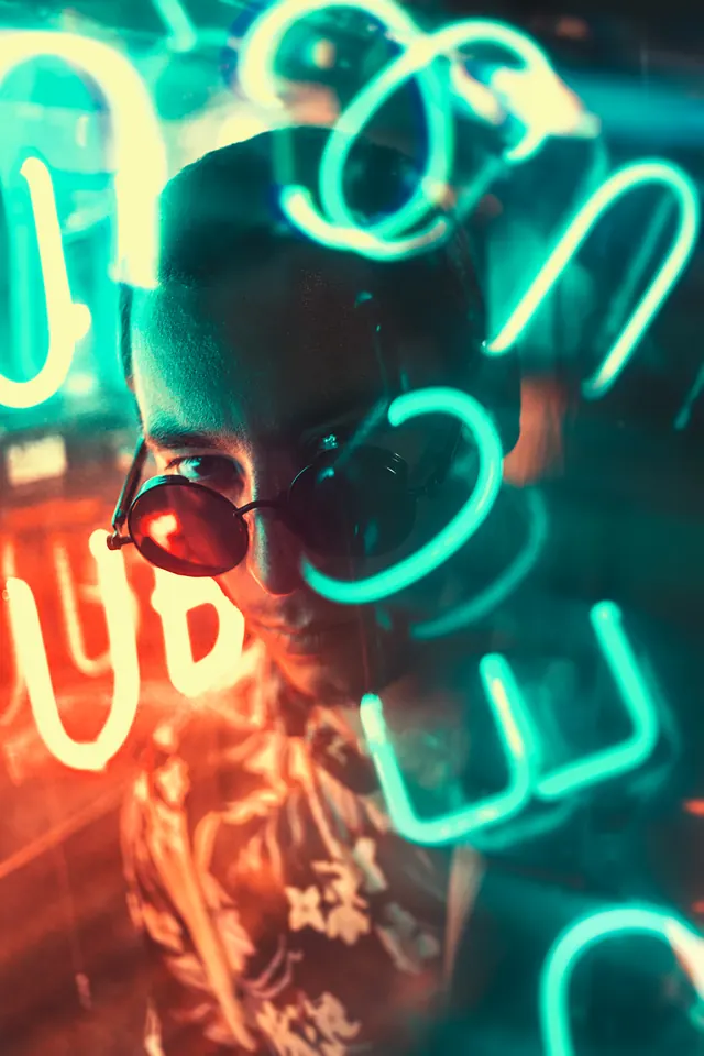Neon Cyberpunk Portrait, y2k, abstract, vibrant