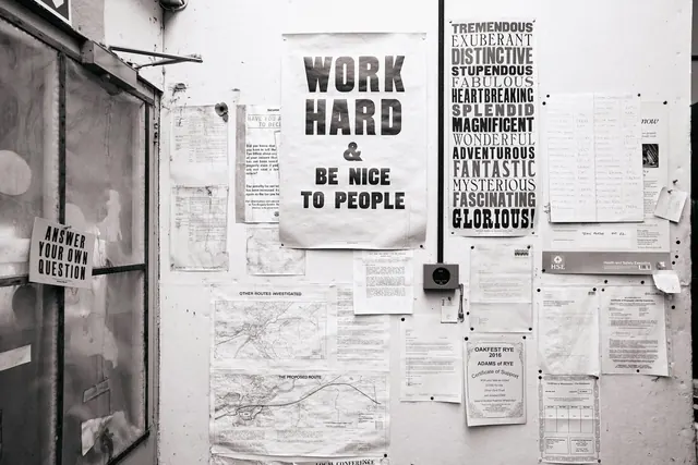 Work Hard Be Nice Poster, brutalist, minimal, monochrome