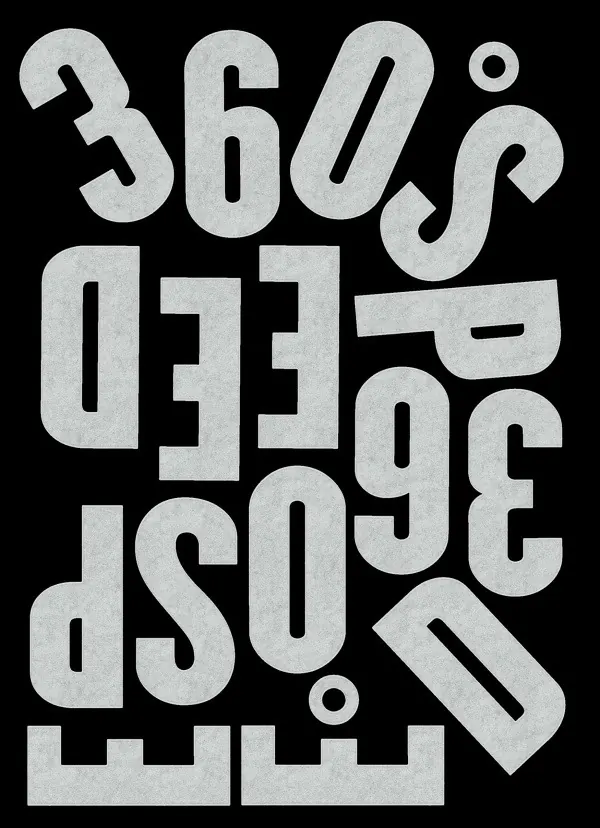 Abstract Typographic Composition, brutalist, maximalist, high-contrast