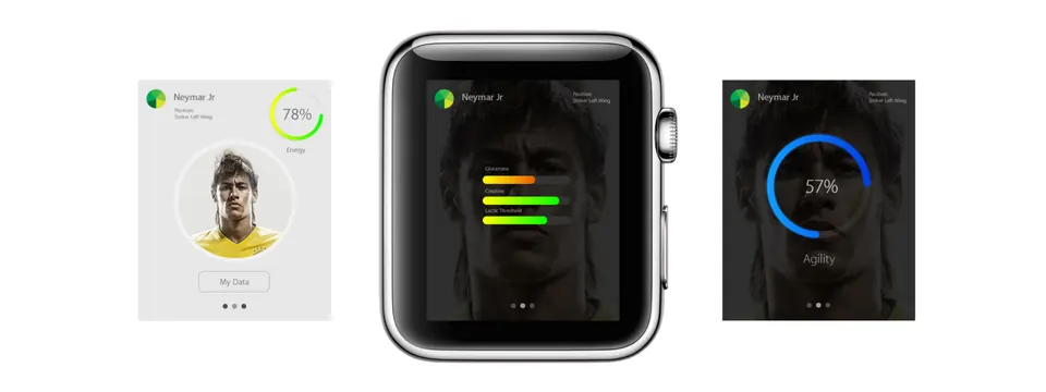 Smartwatch Fitness Tracking Interface, minimal, dark-mode, dark