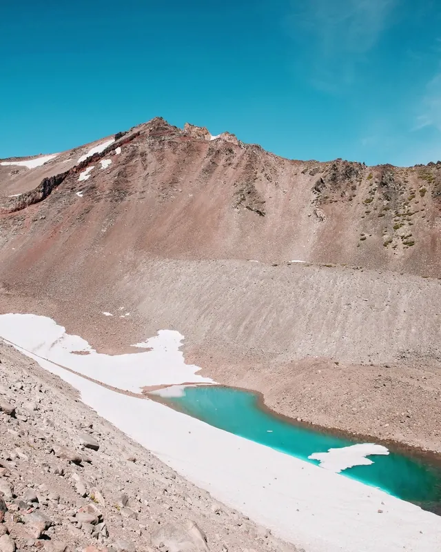 Mountain Landscape with Turquoise Lake, photographic, minimal, high-contrast