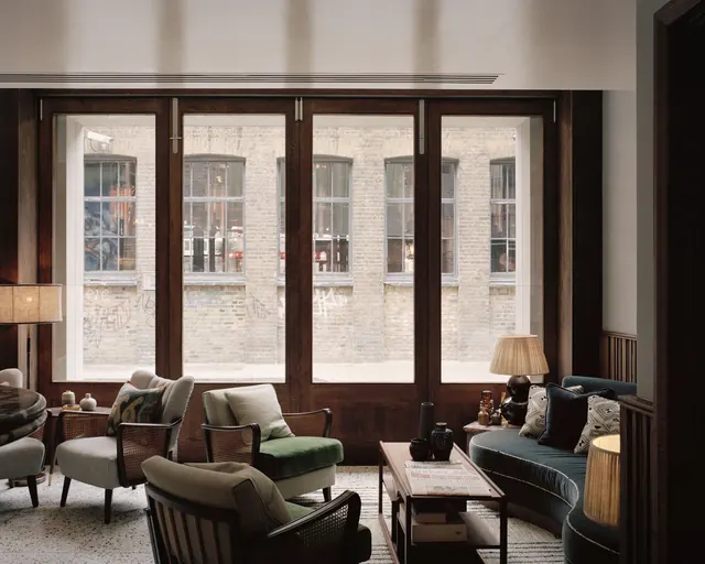 Interior Living Room with Large Windows, luxury, photographic, warm