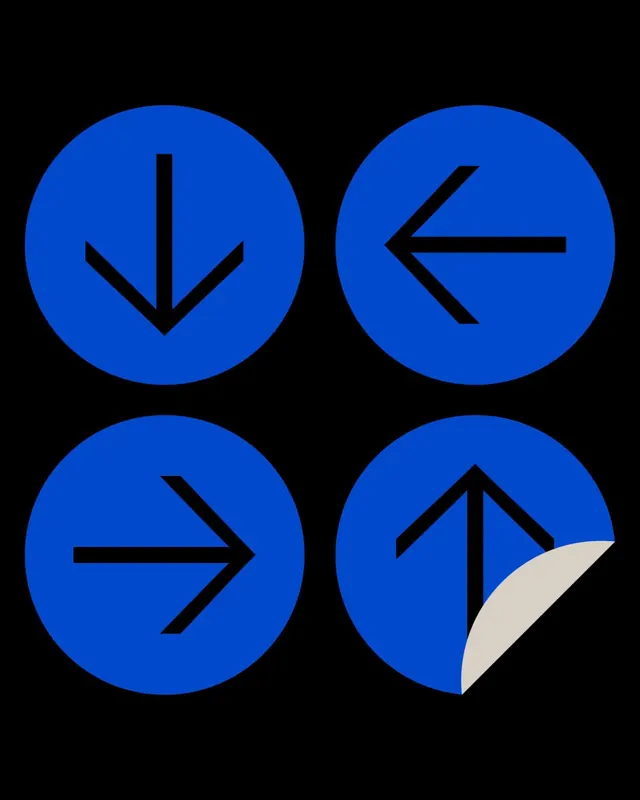 Blue Directional Icon Set, minimal, flat, high-contrast