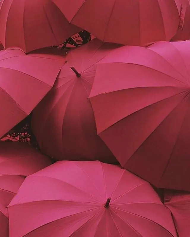 Pink Umbrella Pattern, maximalist, organic, vibrant