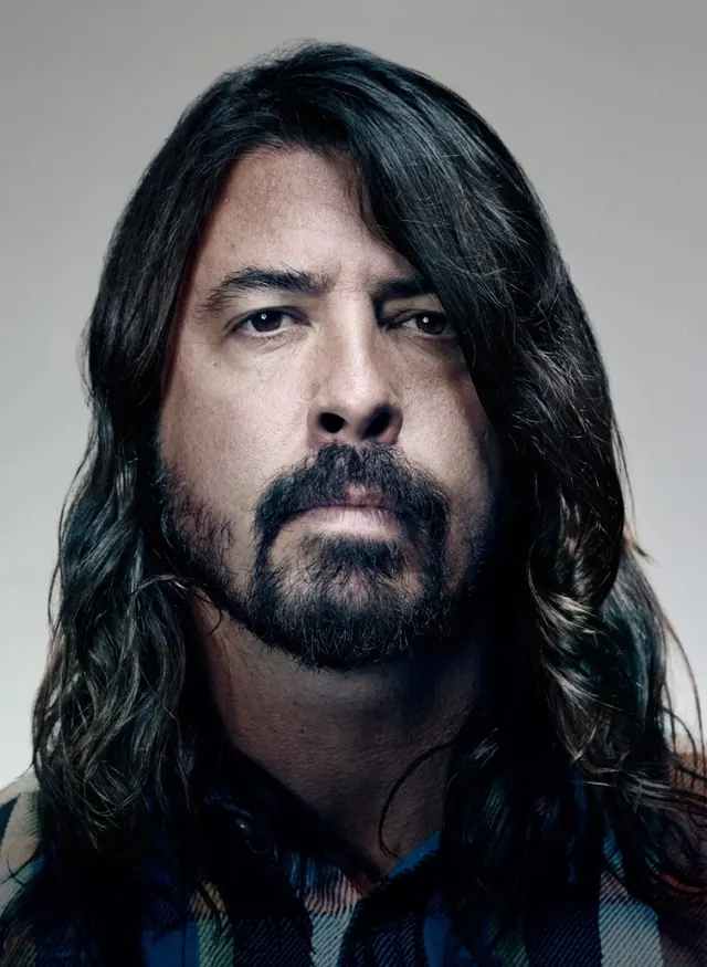 Portrait of a man with long dark hair, photographic, minimal, monochrome
