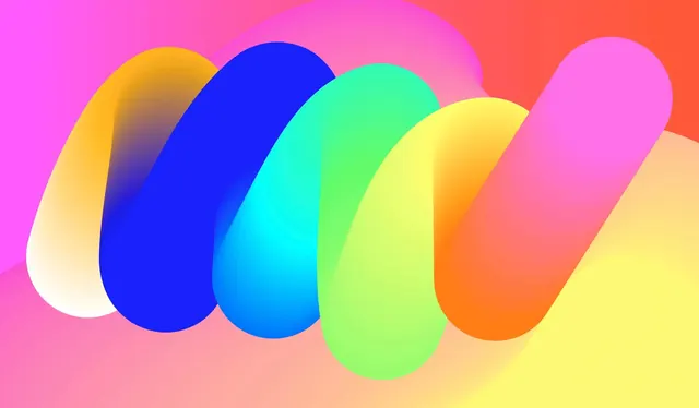 Abstract Gradient Ribbon Composition, gradient-heavy, 3d-render, vibrant