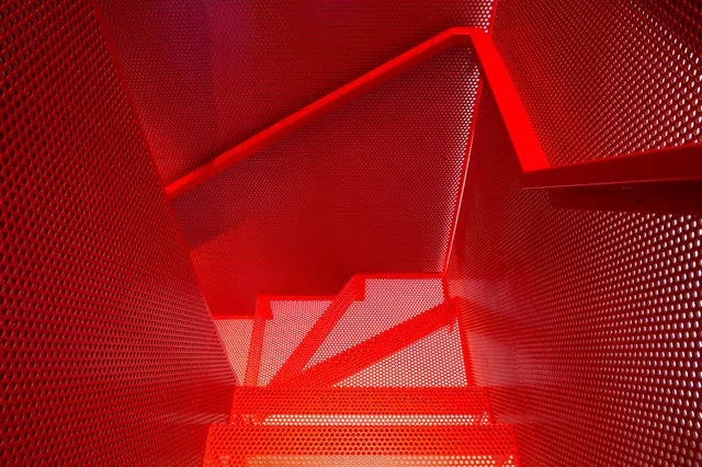 Red Geometric Architectural Space, minimal, geometric, dark