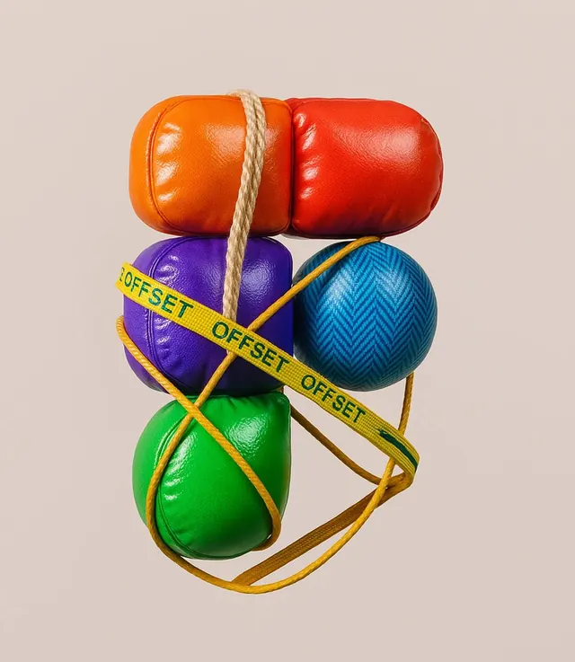 Abstract Rope and Sphere Composition, 3d-render, playful, vibrant