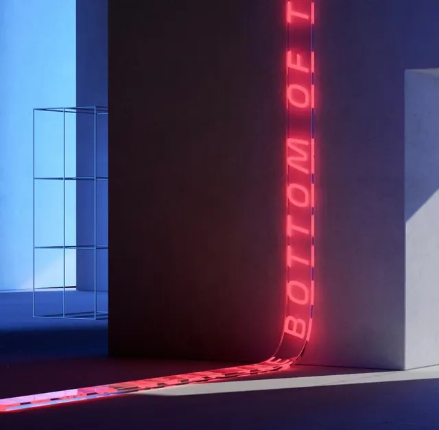 Neon Text Installation, dark-mode, minimal, dark