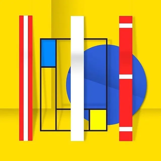 Geometric Abstract Composition, minimal, geometric, vibrant
