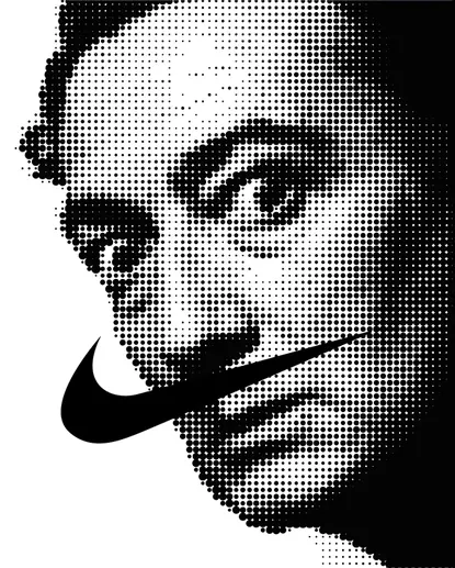 Nike Swoosh Portrait, brutalist, monochrome, monochrome