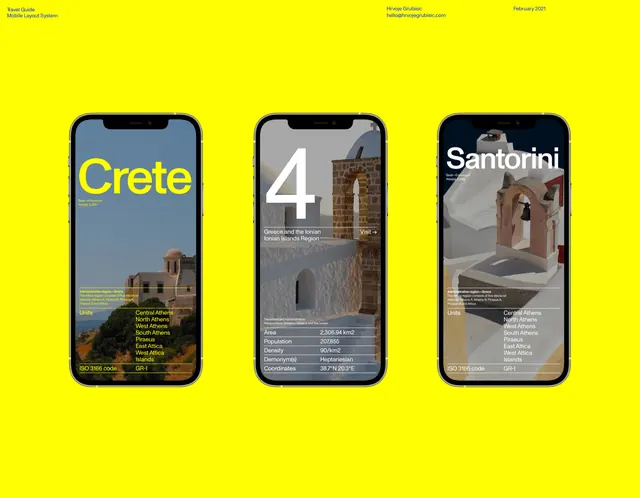 Travel App UI Mockups, minimal, light-mode, vibrant