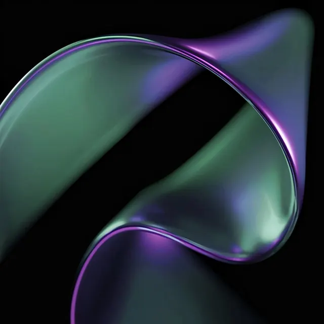 Iridescent Fluid Ribbon, abstract, 3d-render, dark