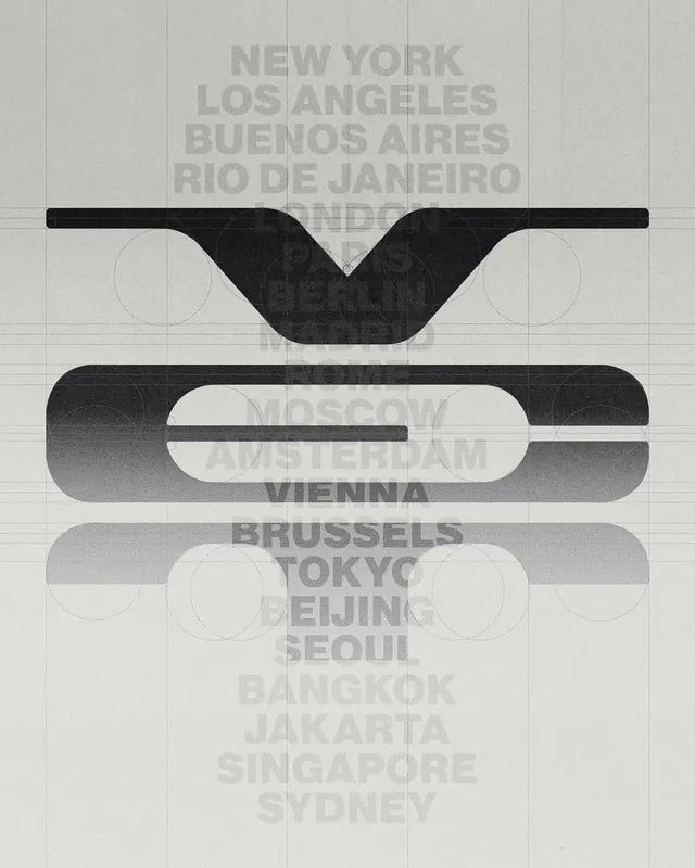 Typography and Location List Layout, minimal, swiss, monochrome