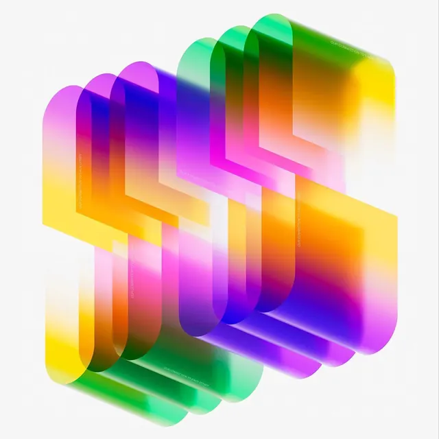 3D Isometric S-Shape Graphic, 3d-render, gradient-heavy, vibrant