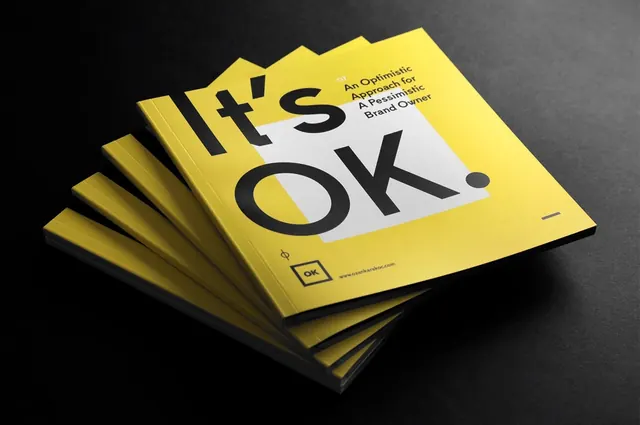 It's OK Magazine Mockup, minimal, swiss, high-contrast