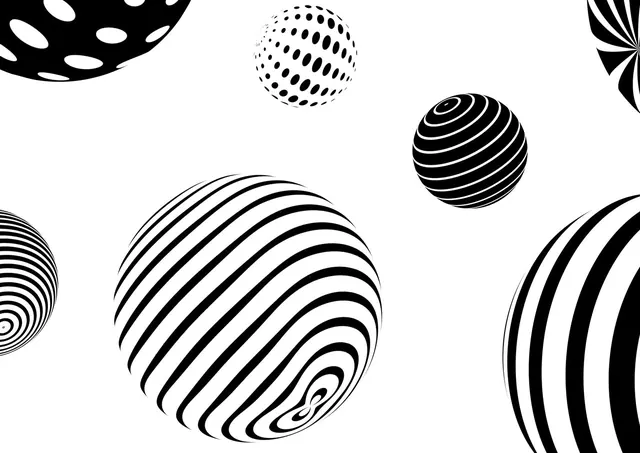 Abstract Spheres Pattern, minimal, monochrome, monochrome