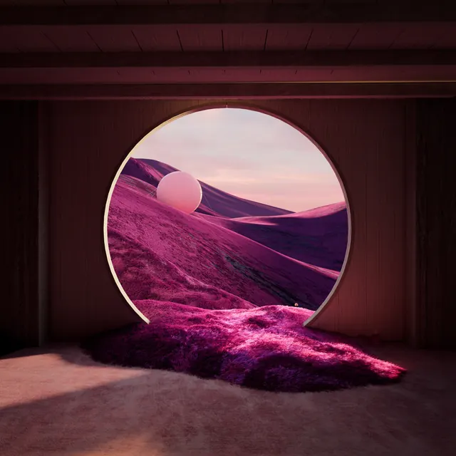 Circular Landscape Installation, abstract, minimal, dark