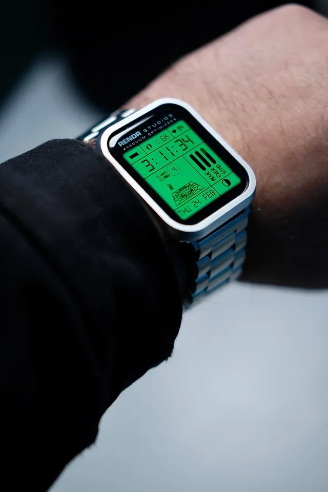 Smartwatch Interface Mockup, corporate-clean, technical, vibrant