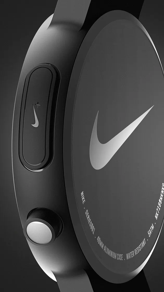 Nike Watch Face Design, minimal, dark-mode, dark