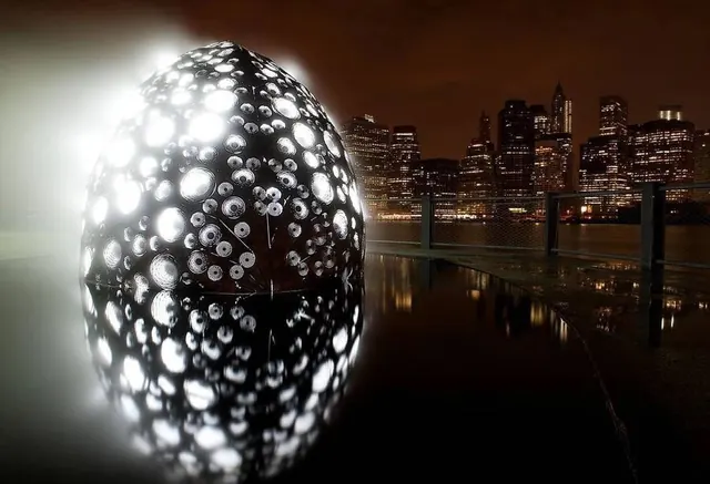 Abstract Sphere over Cityscape, abstract, dark-mode, dark