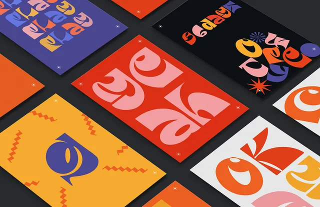 Geometric Abstract Graphic Collection, neo-brutalist, maximalist, vibrant