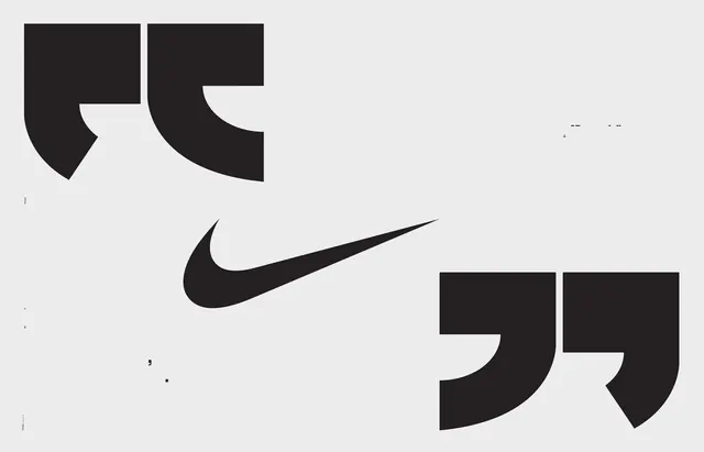 Nike Swoosh and Quotation Marks Composition, minimal, monochrome, monochrome
