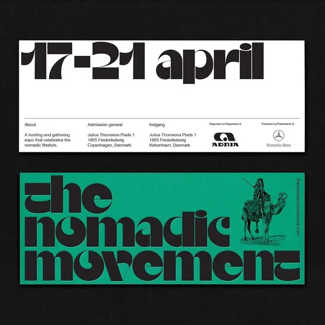 Nomadic Movement Event Poster, brutalist, neo-brutalist, dark