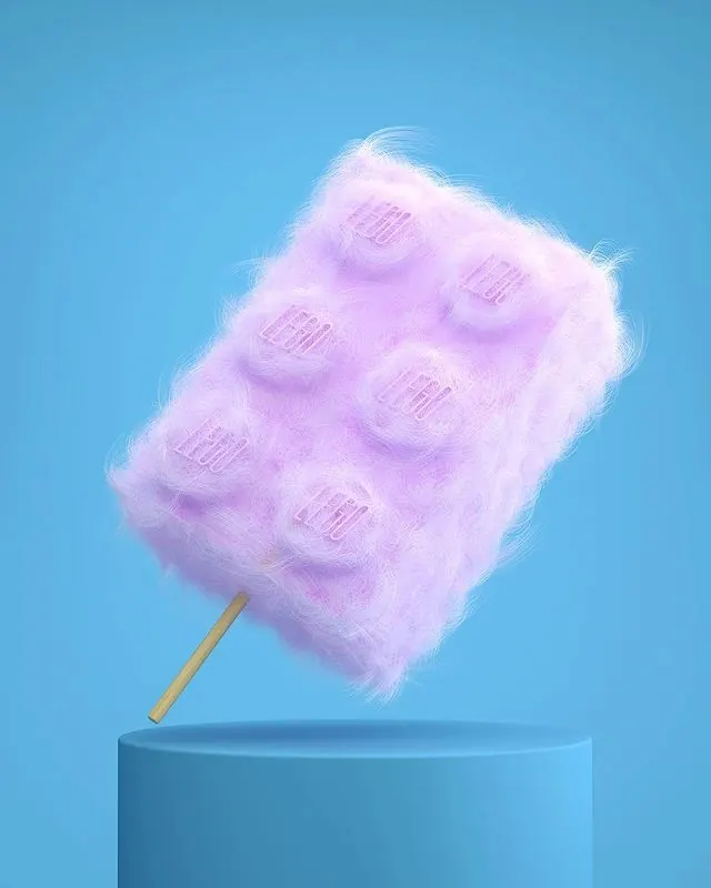 Pink Fuzzy Rectangular Object, 3d-render, minimal, vibrant