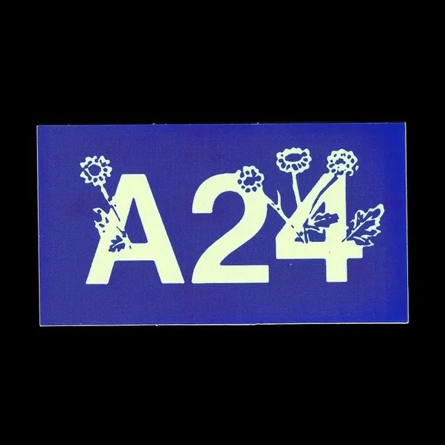 A24 Logo with Floral Illustration, minimal, line-art, high-contrast