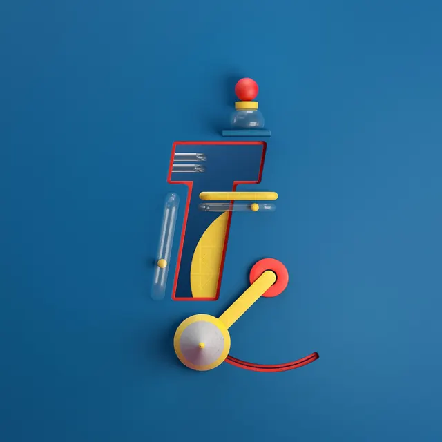 Abstract 3D Geometric Composition, 3d-render, playful, vibrant