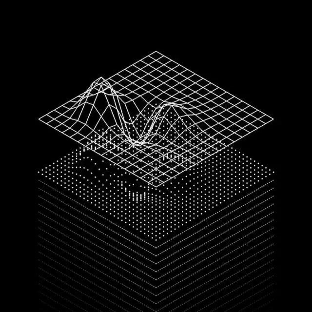 3D Waveform Grid Visualization, minimal, technical, monochrome