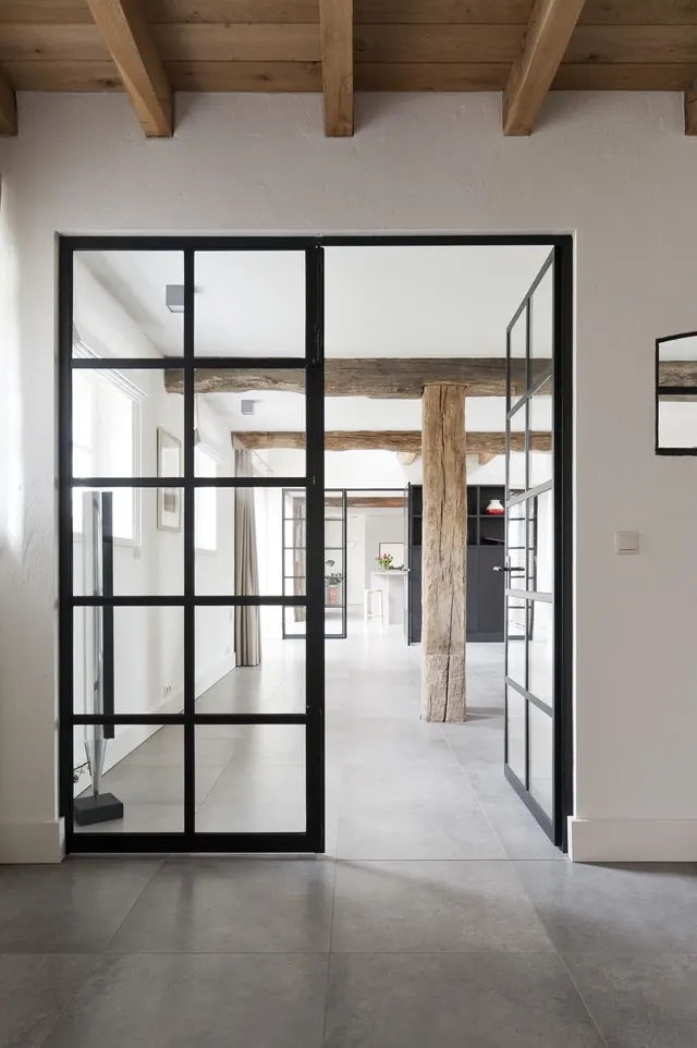 Industrial Interior Entrance, minimal, light-mode, monochrome
