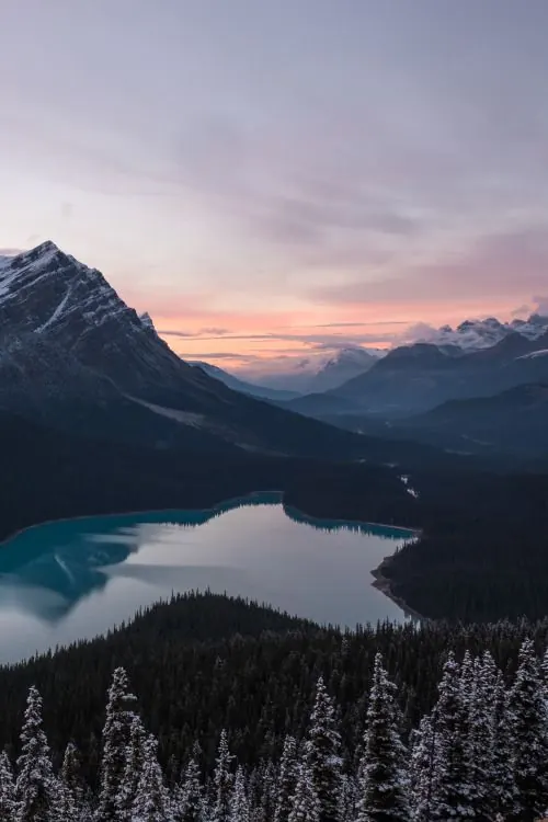 Mountain Lake at Dusk, photographic, minimal, muted