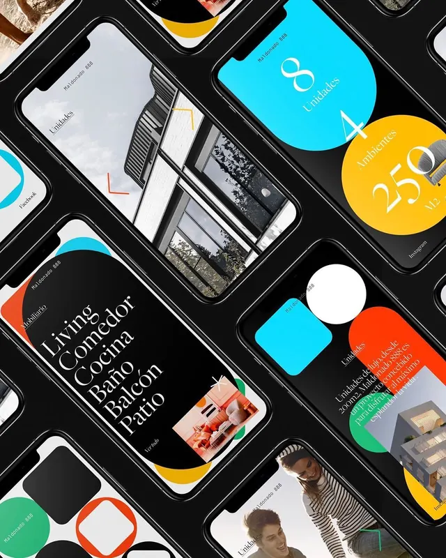 Mobile App Interface Collage, minimal, geometric, vibrant