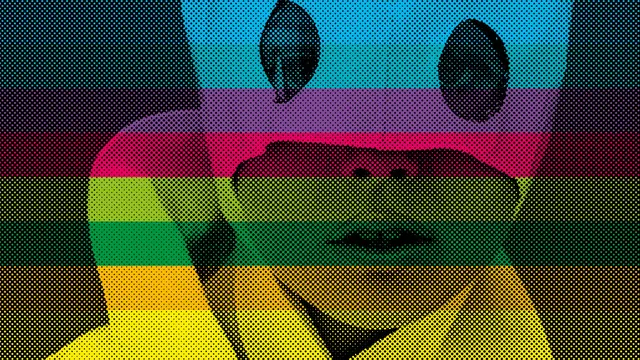 Abstract Portrait with Rainbow Overlay, retro, y2k, vibrant