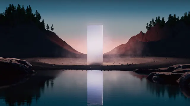 Ethereal Portal Landscape, minimal, abstract, dark