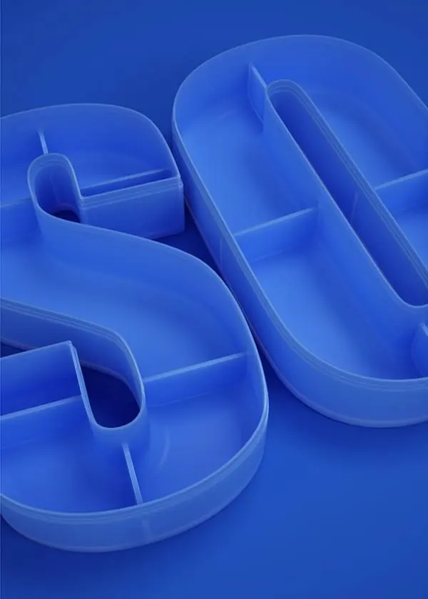 3D Blue Number Sculpture, 3d-render, minimal, monochrome