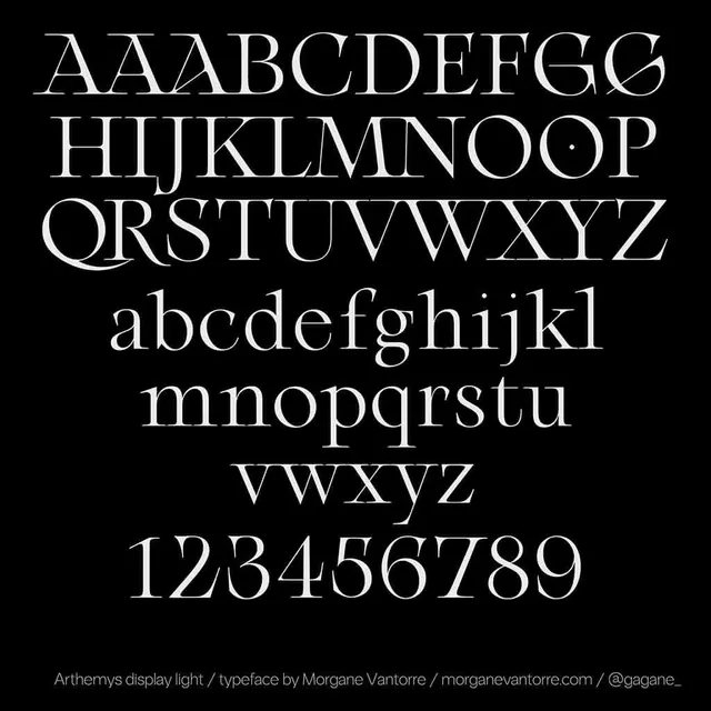 Arthemis Display Typeface Specimen