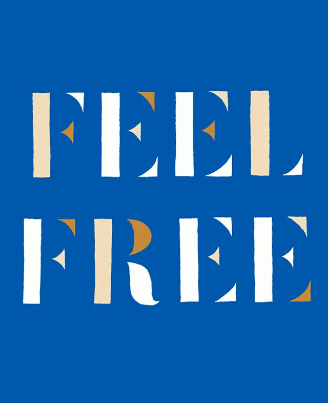 Feel Free Typography Design, minimal, geometric, high-contrast